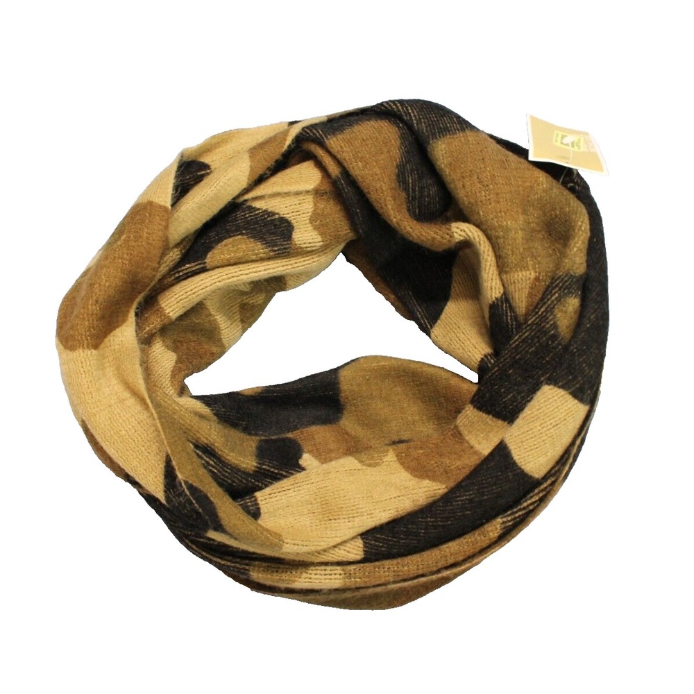 NWT MICHAEL KORS Green/Brown CAMOUFLAGE Logo KNIT SWEATER INFINITY SCARF
